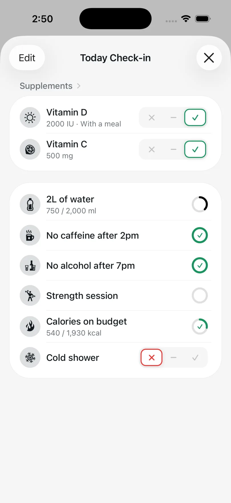 A daily check-in
