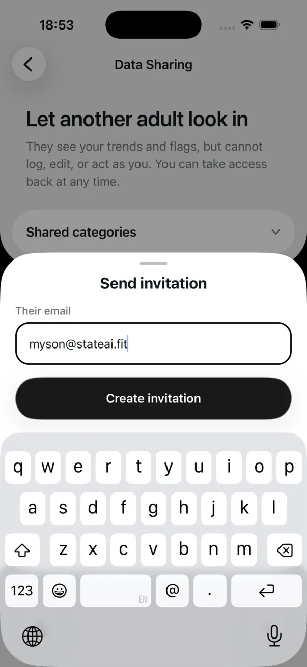 Email field and Create invitation button