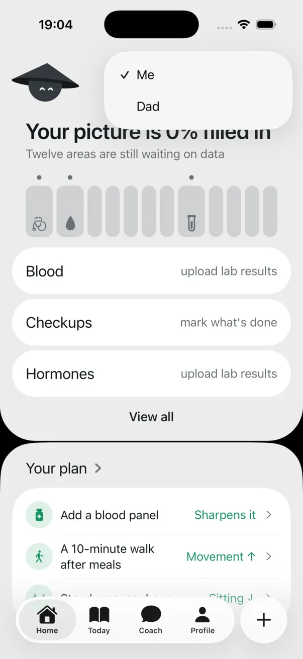 Profile switcher on the Home screen